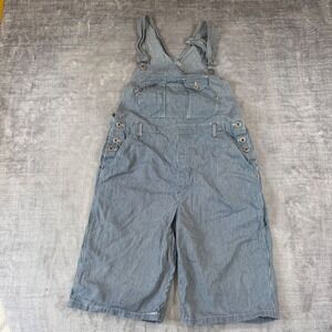 Squeeze Jeans Overalls Womens Medium Blue Vintage Hickory Stripe Denim Utility